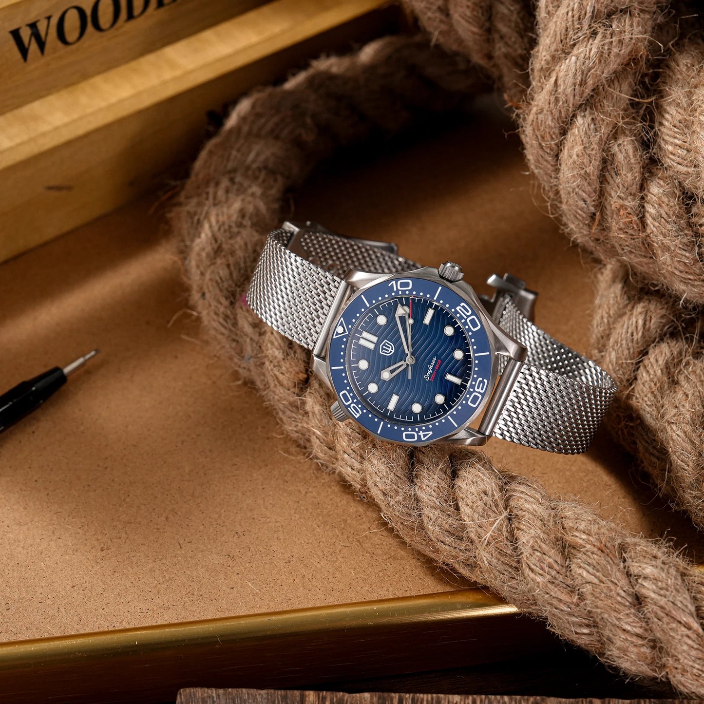 Watchdives 42mm Seafarer Grade 2 Titanium NTTD Dive Watch WD007Q V2 VH31 Sweep Second Quartz Movement Luminous Sapphire Watches