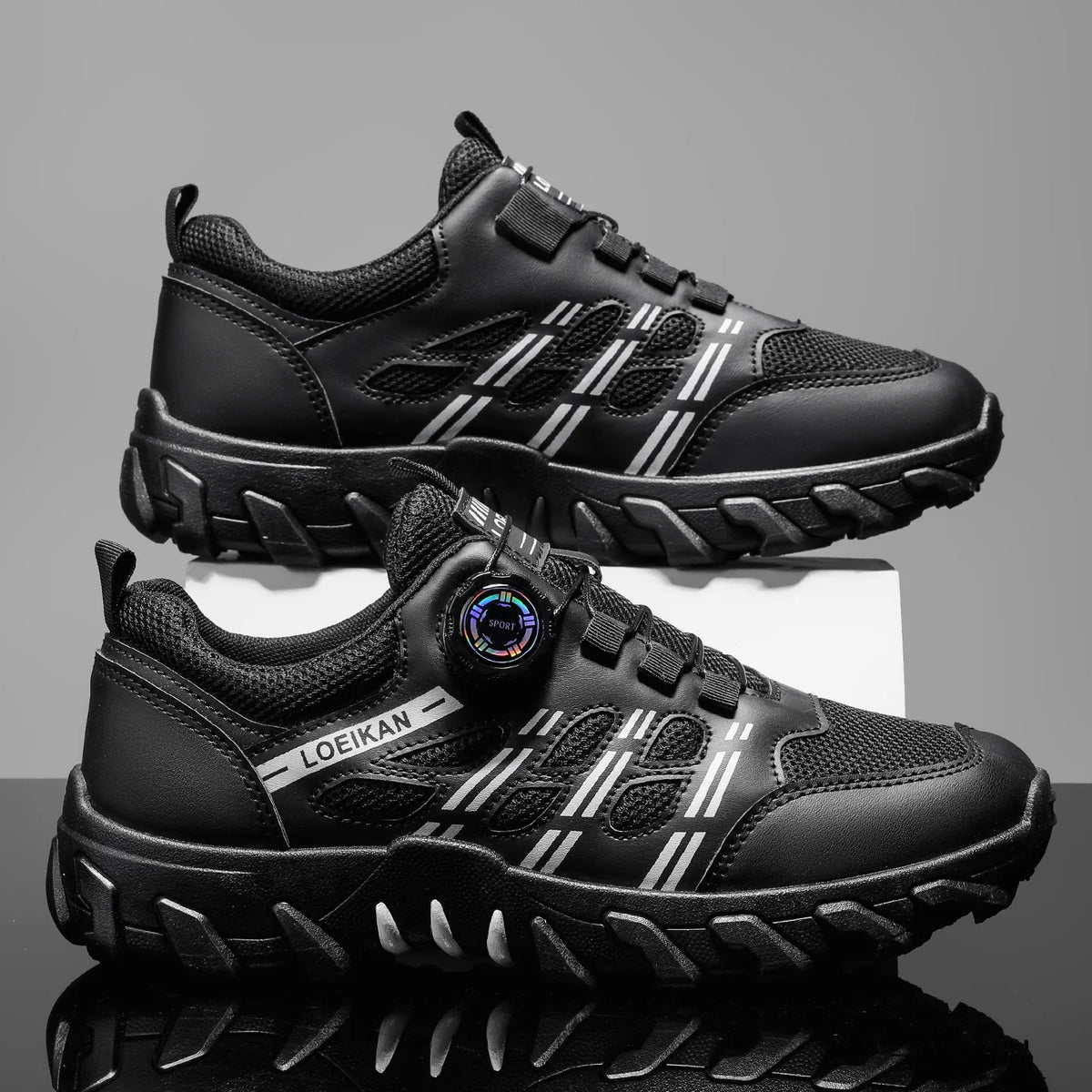 Chaussures de randonnée décontractées pour homme, toutes saisons, design slip-on confortable et respirant avec boucle rotative, baskets en PVC à semelle épaisse