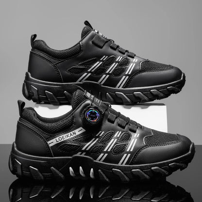 Chaussures de randonnée décontractées pour homme, toutes saisons, design slip-on confortable et respirant avec boucle rotative, baskets en PVC à semelle épaisse