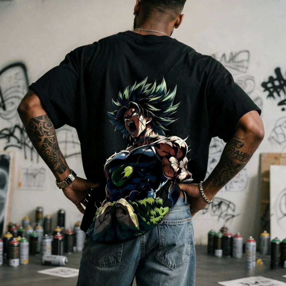 Dragon Ball Men's and Women's T-shirt Broly Anime Loose Daily Tee Summer and Spring Boy's Short Sleeves Parent-child Outfits