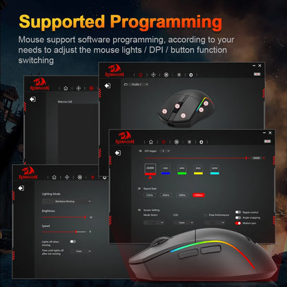 Ratón gaming REDRAGON DEICIDE M816 PRO RGB USB con soporte Bluetooth 2.4G inalámbrico, 26000 DPI, 6 botones para gamers, ratón con cable para ordenador