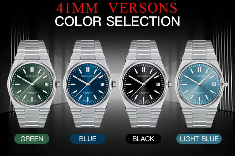 2025 SPECHT&SOHNE New Rubber Strap Fashion Quartz Watches For Men Stainless Steel Watch Ice Blue Luminous Sapphire Crystal 5BAR