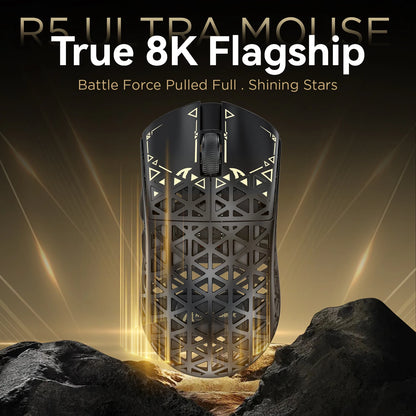 ATTACK SHARK R5 ULTRA Wireless Gaming Mouse - 8K Polling, PAW3950MAX Sensor, 42,000 DPI, Carbon Fiber Ultra-Light for Pro Esport