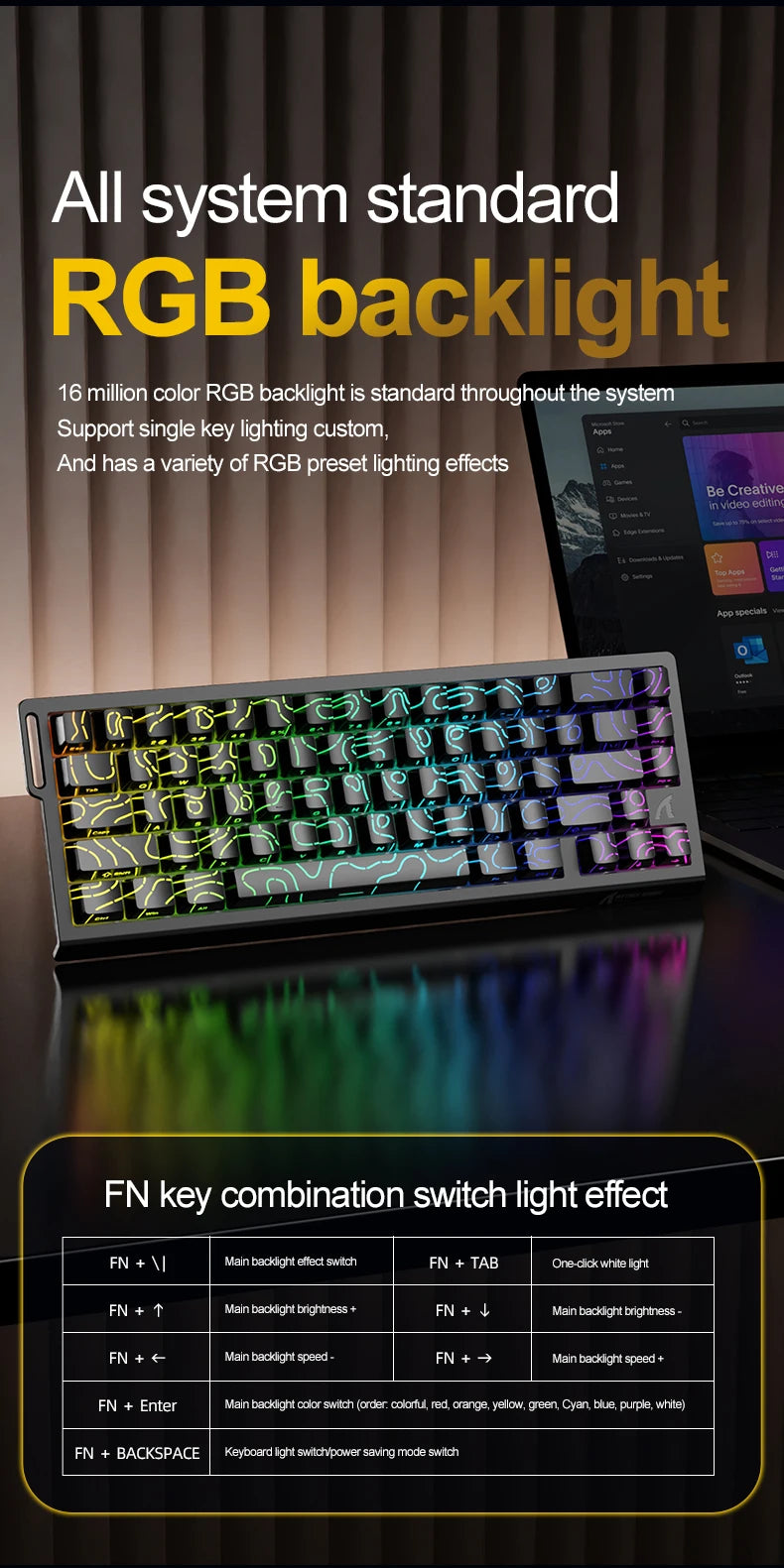 X68HE ATTACK SHARK Magnetic Gaming Keyboard Mechanical Wired for Pro Gaming 0.01mm Rapid Trigger 8000Hz SOCD/Rs 0.125ms 128K Rate