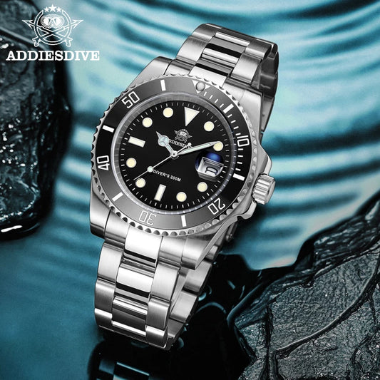 ADDIESDIVE Edelstahl-Uhr für Herren, europäische und amerikanische Business-Freizeit-Quarzuhr, wasserdichte Outdoor-Sportuhr