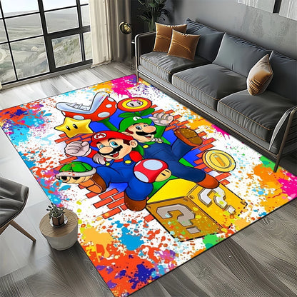 Retro koberec s motivem Mario, koberec do obývacího pokoje, ložnice, na pohovku, rohožka, dekorace, podlahová podložka pro děti
