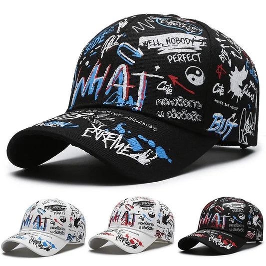 Boné de basebol em algodão com graffiti para mulher e homem, unissexo, impresso, estilo snapback, tendência hip hop para exterior