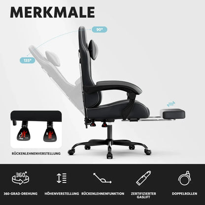 Gaming Chair Ergonomic Gaming Chair with Lumbar Support, Breathable Pu Leather Office Chair,Comfortable Computer Chair