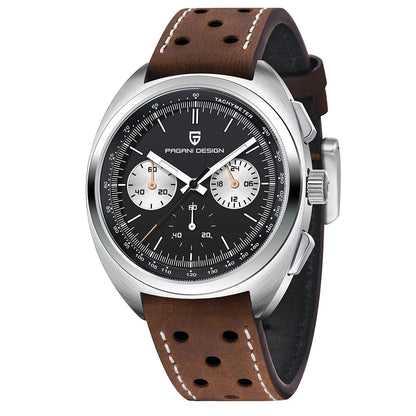PAGANI DESIGN 2026 Retro Luxury Men's Quartz Watches Sports Chronograph VK63 Watch For Men AR Sapphire Waterproof Leather Clock