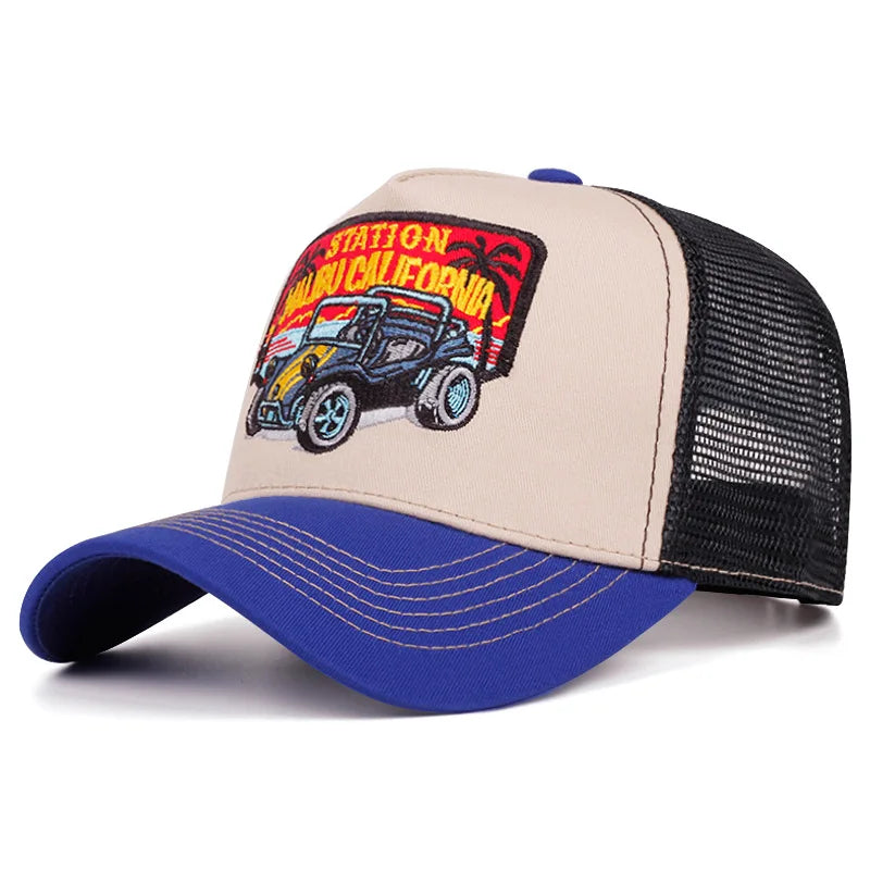 Modna czapka baseballowa z haftem orła dla mężczyzn i kobiet – letnia, oddychająca, z siateczką, z zatrzaskiem typu snapback, w stylu trucker
