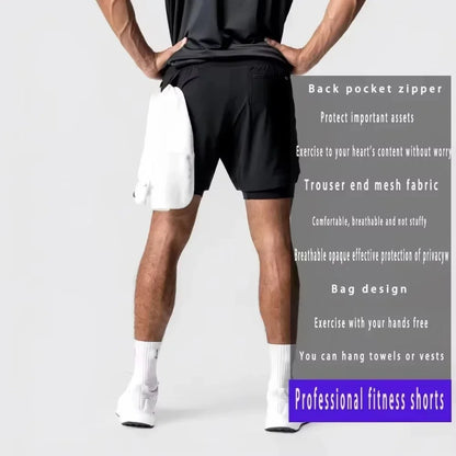 Dragon Ball Men's Double Shorts Vegeta Japanese Anime Summer Fake Two-piece Sports Shorts 2-in-1 Harajuku Y2K Fitness Pants