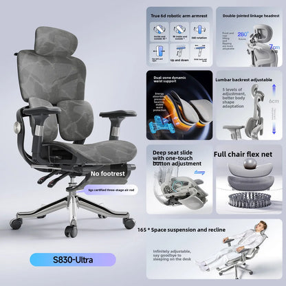 Stable Ergonomic Office Chair with Lumbar Support, Adjustable Height Computer Chair, Gaming Chair with Waist Protection, Swivel Desk Chair