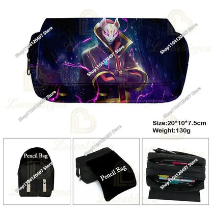 Victory Royale Student Boys Girls Fortnited Capacity Stationery PencilCase Peely Llama Hero Children's Pen Box Kids Teen Bags