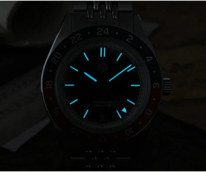 San Martin 39.5mm Limited Edition Full Lume Dial Automatic Mens Watch NH34 GMT 6H Date 10Bar Luxury Kol Saati SN0116W