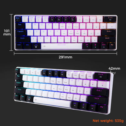 DAREU EK861S RGB Wired Mechanical Keyboard 61 Keys Red Switches ABS Keycaps N-key Rollover with Magnetic Feet