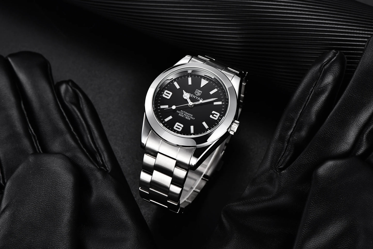 BENYAR 2025 Neue automatische mechanische Herrenuhr, Business-Sport-Luxus-Herrenuhr, 50M wasserdichte Uhr, Relogios Masculino