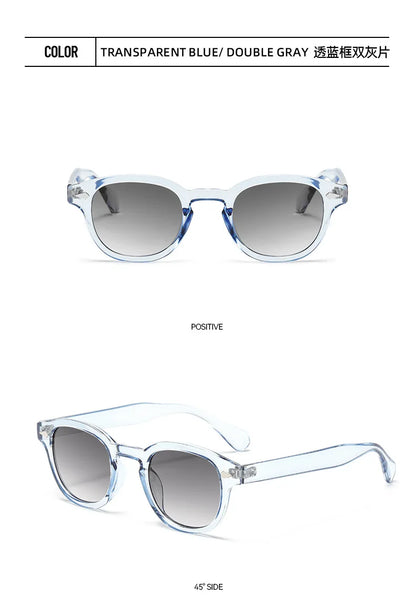 JNPCXI Vintage Round Sunglasses Women Men Retro Rivet Blue Gradient Female Sun Glasses UV400