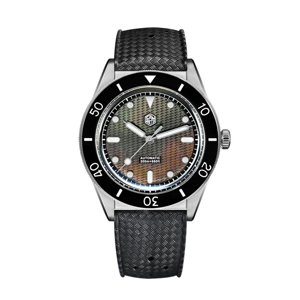 San Martin Official 39mm Guilloche MOP Dial Miyota 90S5 Sport Watch Automatic Mechanical Sapphire Bezel 20 ATM Luminous SN0151