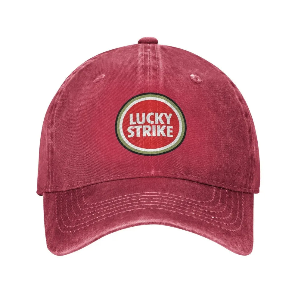 Lucky Strike Buchstaben Troye Sivan Musik Sport Retro Cowboy Washed Baseballkappen Herren Denim Street Tide Hut Wandern Herren Dad Cap