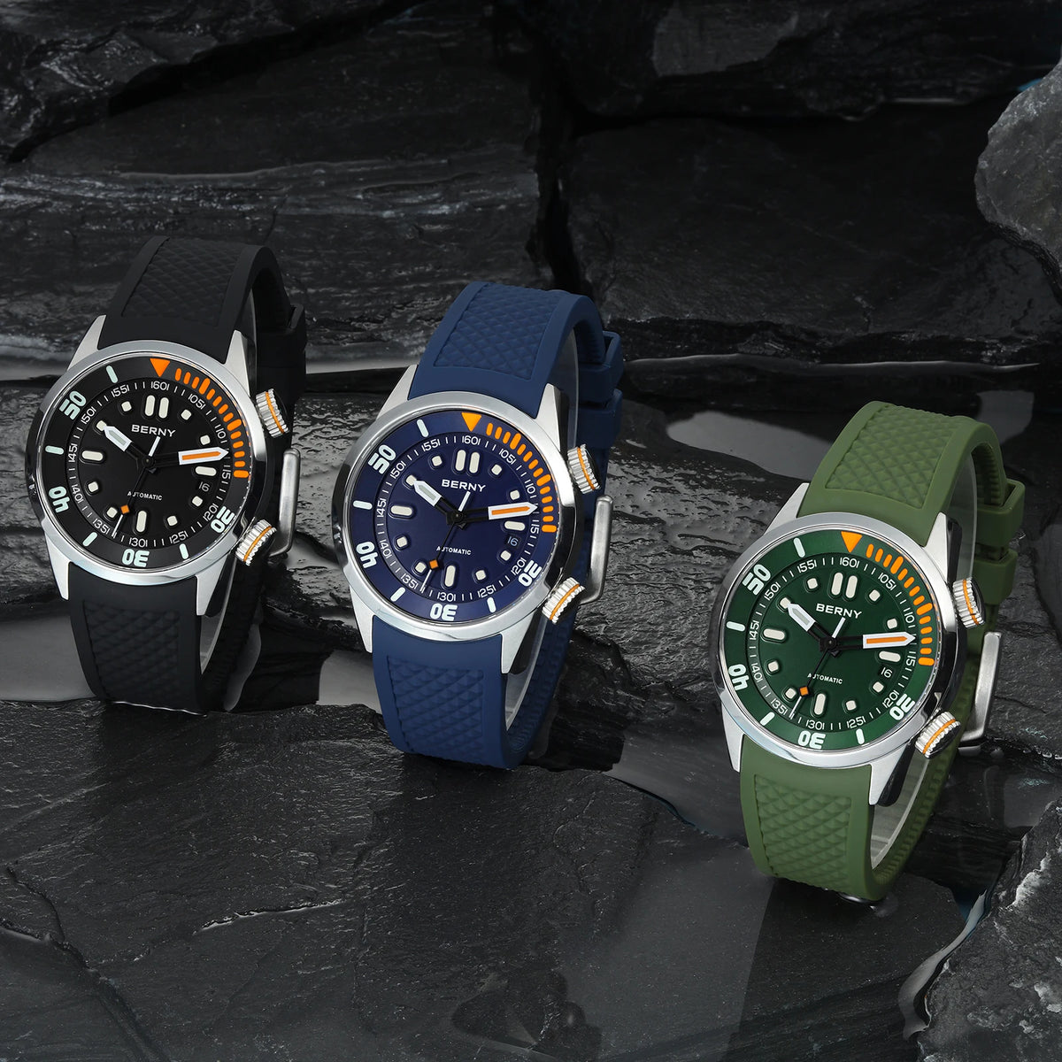 BERNY Automatic Professional Diving Watch for Men Super Luminous Scratch-resistant Sapphire Lens Top Mechanical Diver Watches