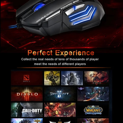 Rato Gaming com Fio para Computador, Retroiluminação RGB, Ergonómico e Silencioso, LED, 7 Botões, USB, para PC e Desktop