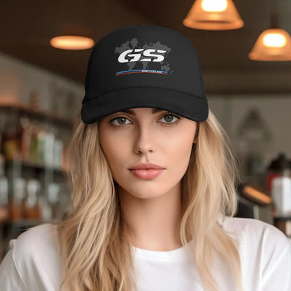 GS Weltkarte Motorrad-Trucker-Cap Herrenmode-Hüte Sonnenkappen Angelhut Atmungsaktive Baseballkappen aus Polyester-Netzgewebe für den Sommer