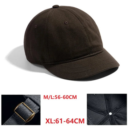 Czapka baseballowa dla mężczyzn z dużym daszkiem, z tyłu zamknięta, z krótkim daszkiem 5 cm, czapki z siateczki dopasowane do głowy, elastyczne czapki z całkowicie zamkniętym tyłem, rozmiary 56–60 cm, 61–65 cm