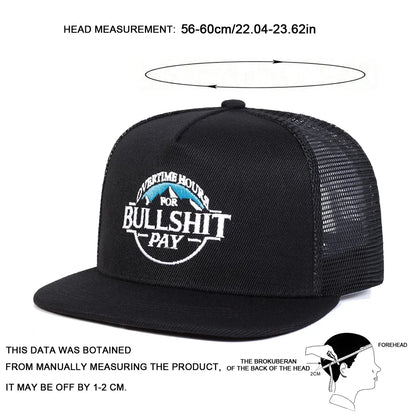 Unisex BULLSHIT PAY Embroidery Hip-hop Net Hats Spring Summer Outdoor Adjustable Sports Casual Baseball Caps Sunscreen Hat Cap