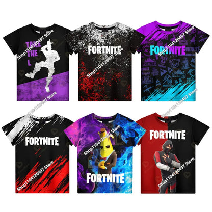 Fortnite Adult Children's Clothing 3D Digital Printing Loose Large Size Short-sleeved T-shirt Kids Summer Tee Tops