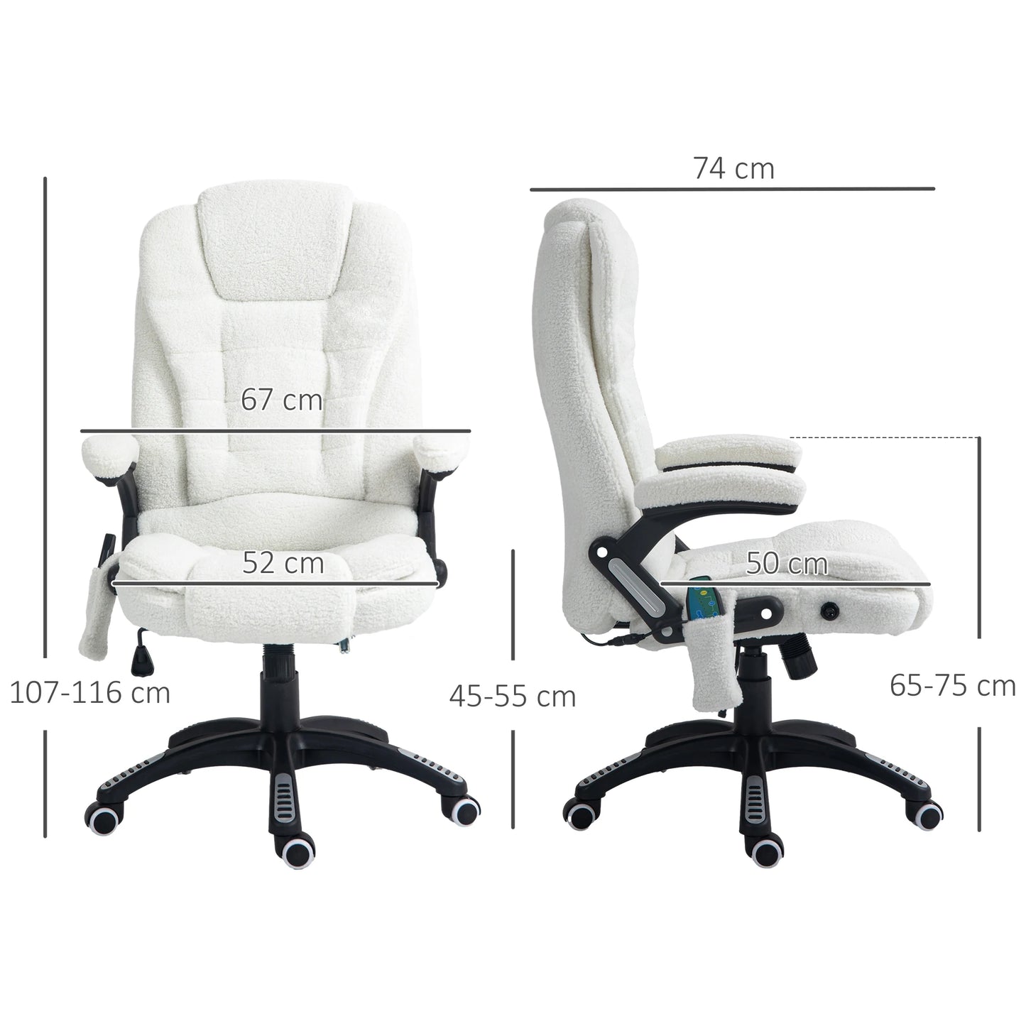 High-Tech Executive Office Chair with Lumbar Heating, Massage Function, 360° Swivel Ergonomic Fabric Desk Chair with Remote Control