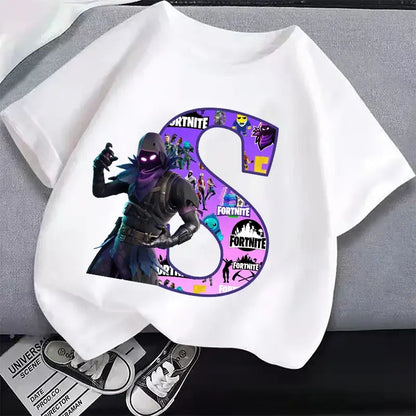 New Fortnites Kids T-shirts Cartoon Letter Graphic T-shirts Boys Girls Summer Casual Sports Short Sleeves Tops Children Clothing