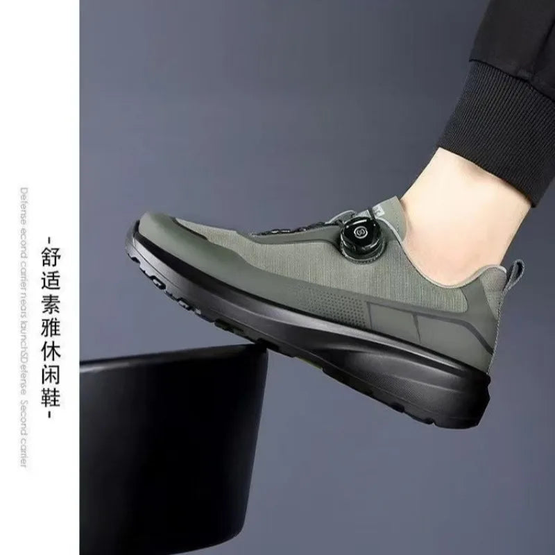 Original New Men Rotating-Button Driving Sneakers Platform Casual Walking Shoes Outdoor Wear-Resistant Running Sports Shoes Plus Size