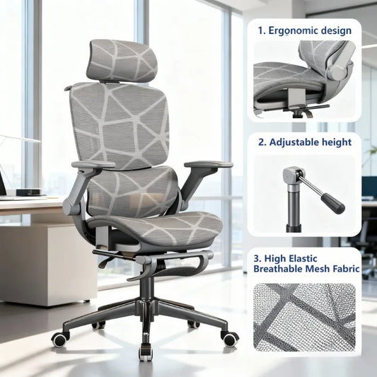 Air Titan kontors- och gamingstol i full mesh med ergonomiskt trezonsstöd för ländryggen för skrivbord och studier samt välventilerad design