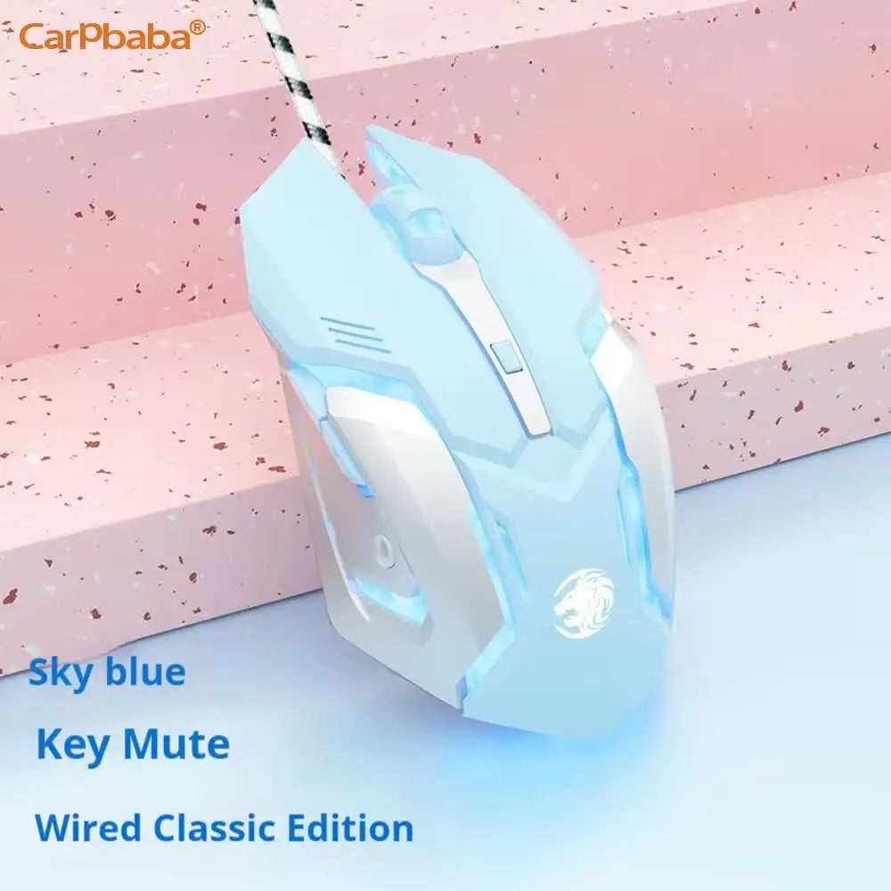 Carpbaba G3 Wired Game Mouse Mute Pink Mechanical E-sports Girl Lovely Art Portable Office Household for MacBook Laptop PC Gamer