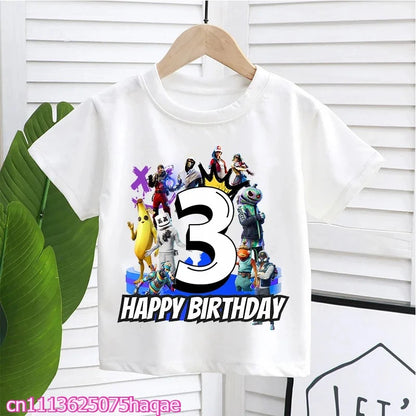Fortnites Kids T-shirts Birthday Number 1-10 Printed T-shirt Boys Summer Casual Short Sleeves Sports Tops Children's Clothing