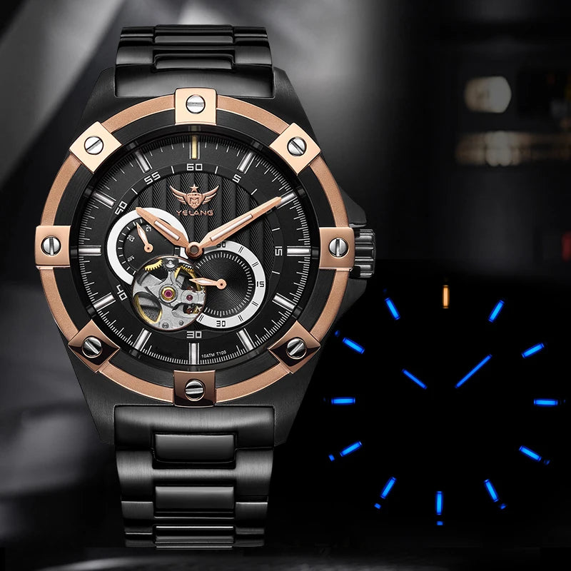 Yelang V1024 Men Brand Watches 44mm Japan miyota 82S7 Automatic Mechanical movement Luminous Men 100m Waterproof Watch business