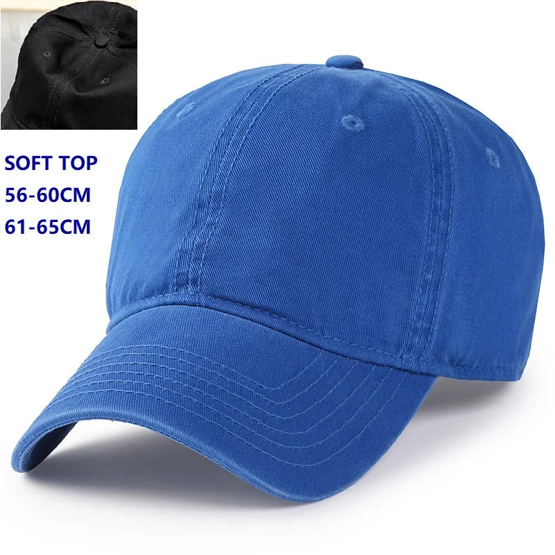 Baseballová čepice Big Head Plus Size, 100 % bavlna, vhodná pro muže i ženy, nastavitelná, čepice typu „dad hat“, nadměrná velikost 58–60 cm, 61–65 cm