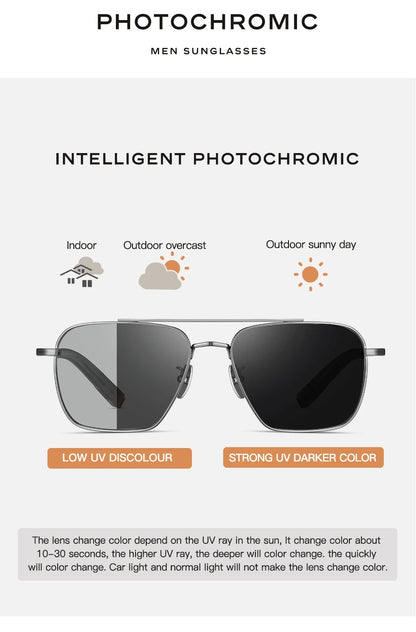 Polarizované pánské sluneční brýle CAPONI Seiko z čistého titanu, fotochromatické, outdoorové, řidičské, UV400, originální značkové sluneční brýle BS50004