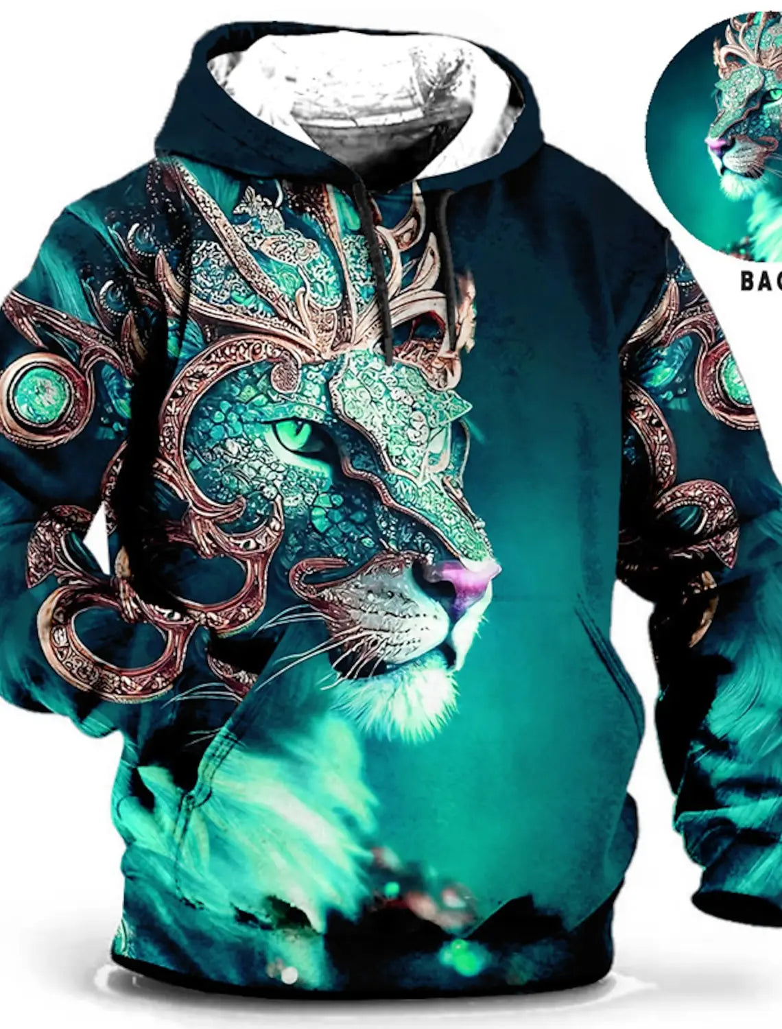 Men's Unisex Hoodie Fashion Pullover Hoodie Sweatshirt Hooded Animal Wolf Lion Dragon Tiger Print Daily 3D Print Casual Hoodies