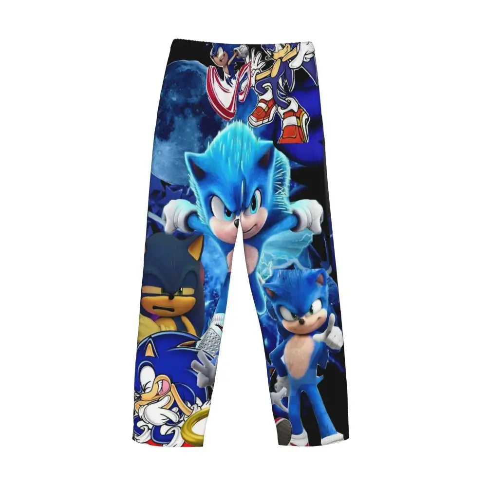 Custom Print Men's Soniced Pajama Pants Hedgehog Game Sleepwear Sleep Lounge Bottoms with Pockets