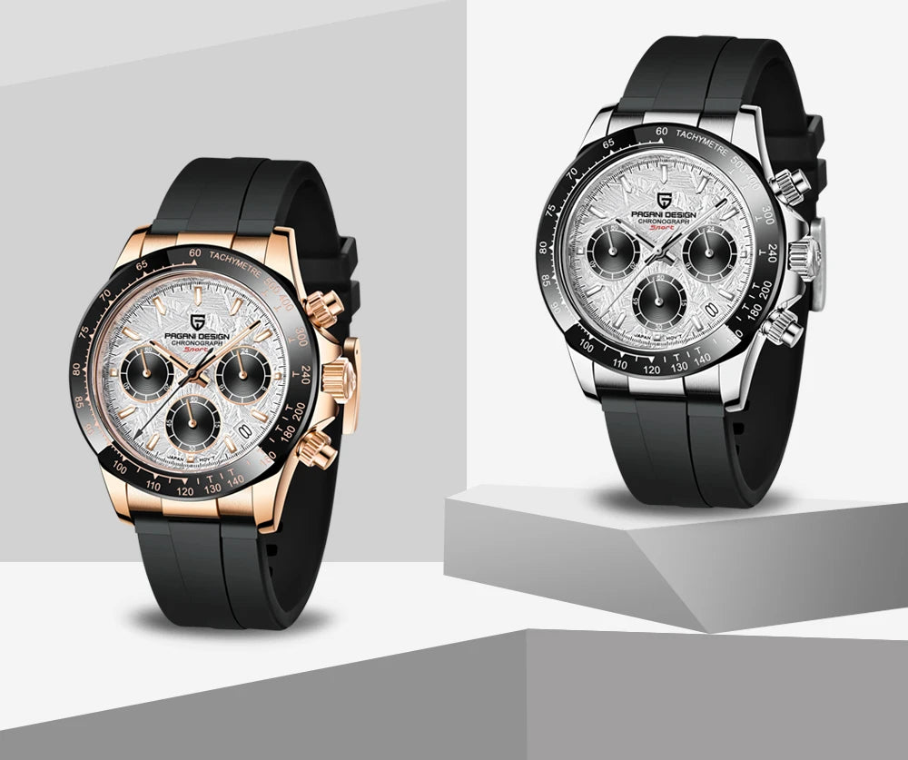 PAGANI DESIGN New Gold Blue Luxury Quartz Watch For Men Gift Box VK63 Movt Chronograph Sapphire Crystal Stainless Steel Watch