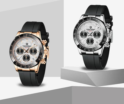 PAGANI DESIGN New Gold Blue Luxury Quartz Watch For Men Gift Box VK63 Movt Chronograph Sapphire Crystal Stainless Steel Watch