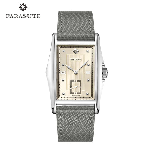 FARASUTE Creative Manual Square Customized Mechanical Movement Watch Men Luxury Sapphire Glass Small Second Wristwatches reloj