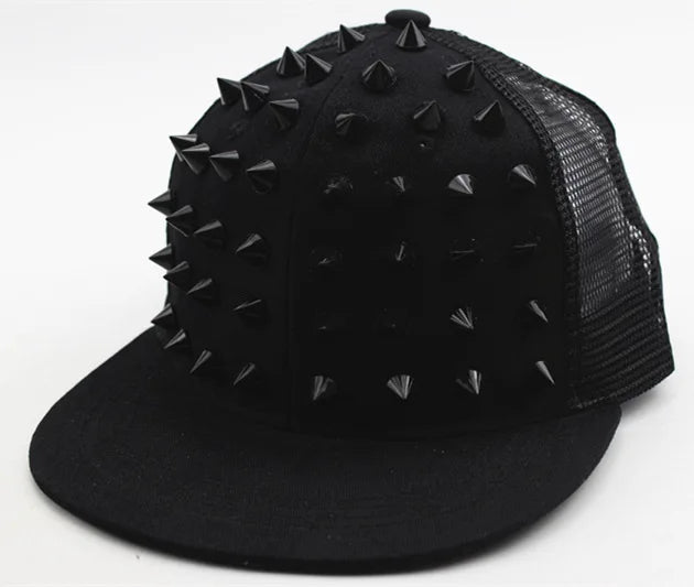 Herren-Kappen, flache Hüte, Hip-Hop-Snapbacks, ausgefallene Baseballkappen mit Nieten, Street-Dance-Kappen, trendige Mesh-Kappen mit Schirm, für Jugendliche, Jungen und Mädchen