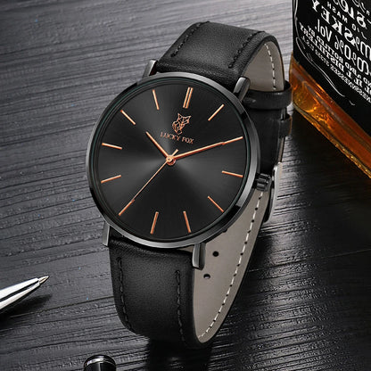 LUCKY FOX Classic Luxury Men Watch Simple Casual Men and Women Round Large Dial Quartz Watch Clock Gifts Men Reloj