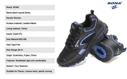 BONA Scarpe da corsa per nuovi designer Scarpe sportive da esterno traspiranti Scarpe da ginnastica leggere da donna Scarpe sportive comode da donna