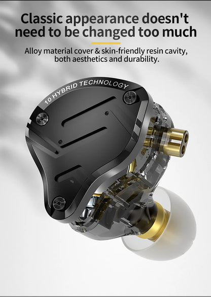 KZ ZS10 PRO X HiFi Hybrid Driver Earphones Metal In-Ear Monitor Headphones with Bass, Detachable Cable, Noise Isolation, and Microphone