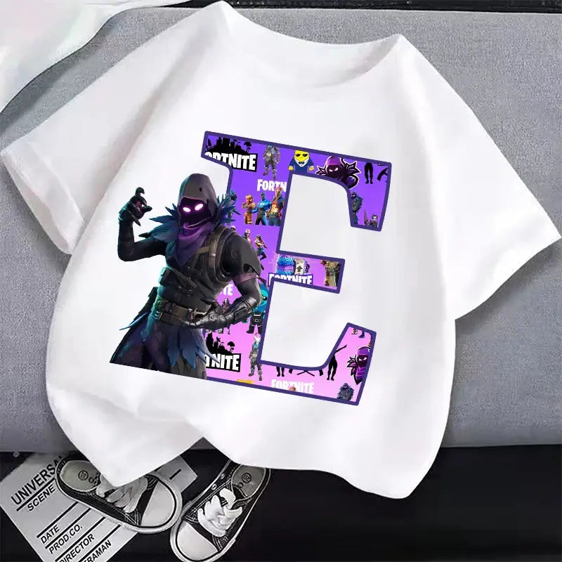 New Fortnites Kids T-shirts Cartoon Letter Graphic T-shirts Boys Girls Summer Casual Sports Short Sleeves Tops Children Clothing