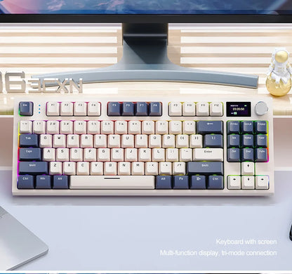 Teclado mecánico ATTACK SHARK K86 con perilla metálica, pantalla inteligente TFT a color, diseño de 87 teclas, iluminación RGB y conexión trimodo