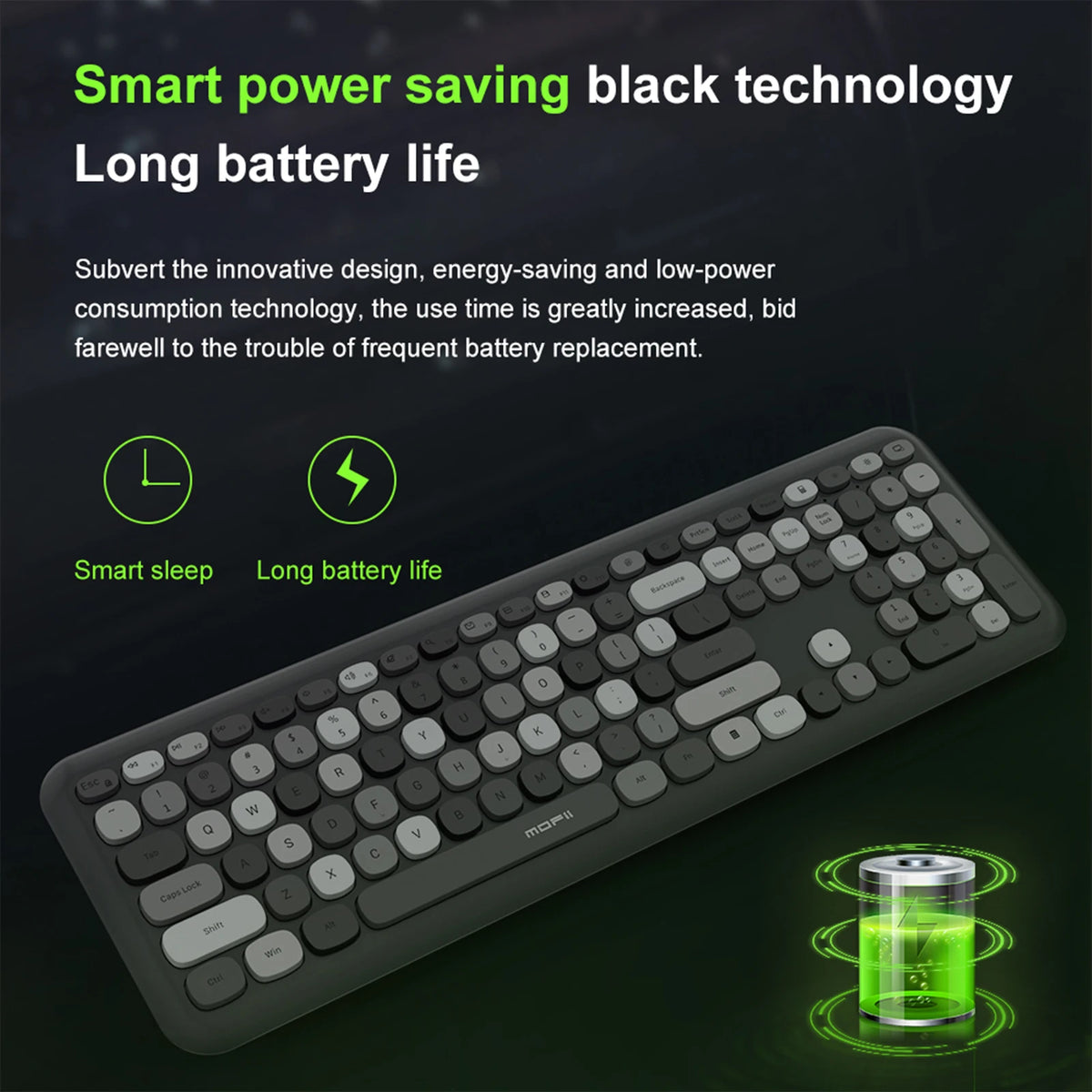 MOFii 1 Set 668 Wireless Keyboard and Mouse Combo, Gradient Keycaps Full Size Keyboard for Girls, 2.4G Plug and Play, US QWERTY